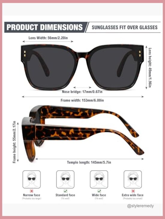 Oversized Fit Over Glasses Polarized Sunglasses, TR90 Frame, TAC Lens